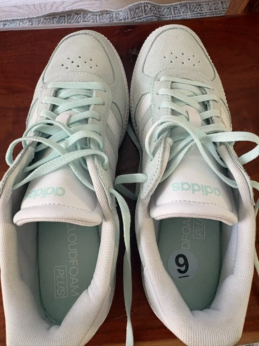 Adidas VL Court 3.0 Mint Green Suede Sneakers Size 9